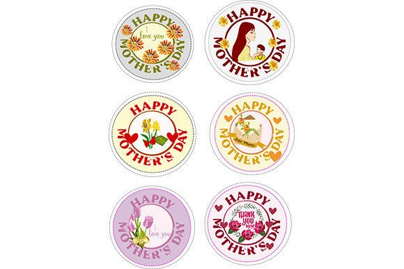 Download Round Mothers Day Stickers Set : - Mothers day Collection