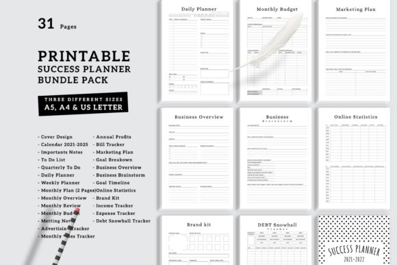 Download Printable Success Planner Bundle Pack - Premium Resources